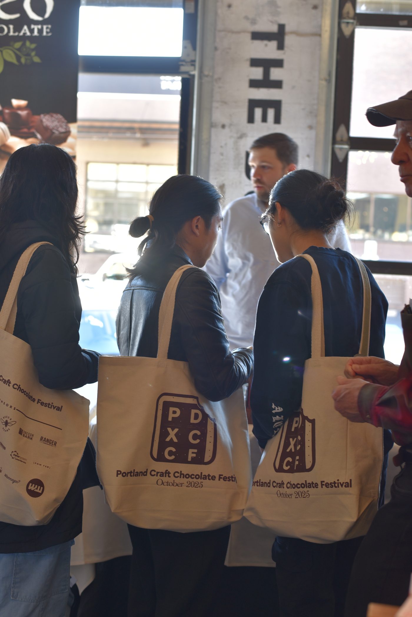 A guest tasting chocolate at the festival